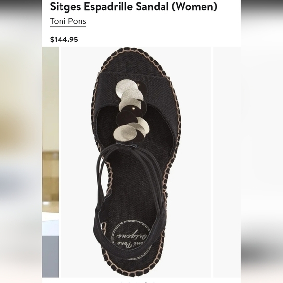 TONI PONS ORIGINAL Sitges Espadrille Sandal in Black Fabric, sz 9 / 40 - Picture 3 of 16